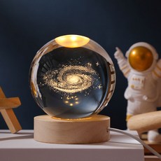 무드등 조명 우주 은하계 크리스마스 선물, 6cm 고래 +  나무 받침대