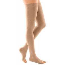 medi Duomed Soft (BS CCL 2) 실리콘 탑 밴드 오픈 토우 베이지가있는 압축 스타킹 허벅지 길이