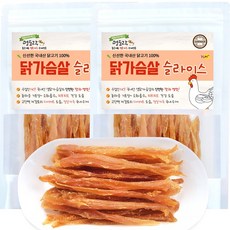 멍도락 국내산 천연수제 닭가슴살 강아지간식, 2개, 70g, 닭가슴살 슬라이스 - 간식정복강아지간식닭가슴살