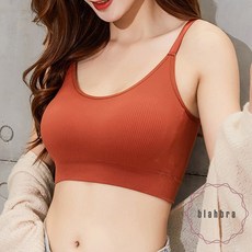 블라브라 깃털 노와이어 골지 브라렛 끈조절 가능