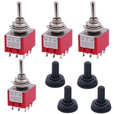 방수 캡 MTS-402-MZ가 있는 Twideec/2Pcs 미니 토글 스위치 4PRT 2 위치 12핀 ON/ON 미니어처 AC 6A/125V 2A/250V 자동차 보트, 9PIN ON-OFF-ON