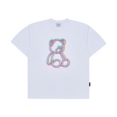 [매장정품 출고] 아크메드라비 METAL LINE BEAR SHORT SLEEVE T-SHIRT WHITE-메탈라인베어 여름 기본 남녀공용 커플 프린팅 티셔츠 그래픽 반팔티