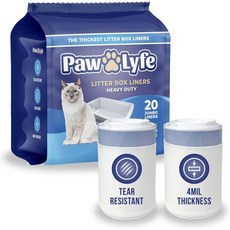 paw lyfe 고양이 화장실 라이너 폴리프 점보 쓰레기통 4MIL 초두께 헤비 듀티 드로스트링 키티 쓰레기 봉투 간편한 청소를 위한 긁힘 찢어짐 방지 XL 팬 36인치 x 1, 1개