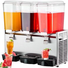 VEVOR 상업용 음료 디스펜서 20.4 Qt 18L 3 탱크 아이스티 머신 680W 304 스테인리스 주스 41 ℉-53.6 ℉ 온도 조절기 포함 콜드 드링크 레스토랑 호텔