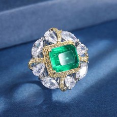 매력 10*12mm Paraiba 전기석 에메랄드 반지 여성용 보석 웨딩 밴드 파티 칵테일 고급 보석 선물