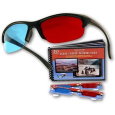 플라스틱 3D 안경 - 오리지널 Pro-X Anaglyph 안경. 보너스 가상 투어 국립공원 책자 포함