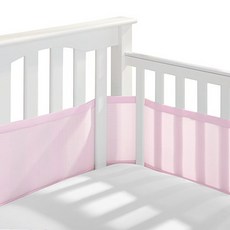 BreathableBaby Classic Breathable Mesh Crib Liner - Light Pink 통기성베이비 클래식 통기성 메쉬 모두용 침대 라이너 - 라이트 핑크, 1개