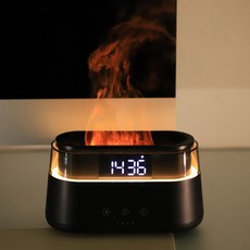 이엘 불멍 가습기 무드등 불꽃 캠핑 감성 시계 알람 가능, E-H00047 (블랙)