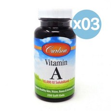 Carlson Labs 칼슨 랩스 에이시즈 비타민 A 10 000iu 250개입 3팩 Vitamin 10000 iu Solubilized, 3개, 250정