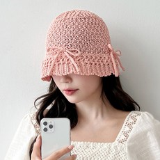 동대문모자 리본 린넨 여성 니트 밀짚 라탄 벙거지 버킷햇