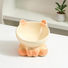 세라믹 고양이 그릇 애완 동물 먹는 식수 강아지 대야, 4. peach, 1개