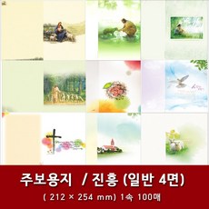 진흥 일반 4면 교회 주보 용지 예배순서지 1속 100매