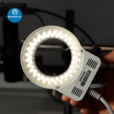 용 카메라 광원 56 LED 링 조명기 램프 0-100 조정 가능한 서클 라이트 머신 비전, 01 Black, 1개