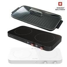 스위스밀리터리 2구 인덕션/SMA-DB2800+전용그릴팬/FS-IRC118GR 세트