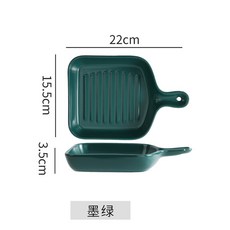 스텐접시 손잡이가 오븐 있는 서빙 세라믹 베이킹 접시 작은 전채 안전 반찬 샐러드, Green, 1개