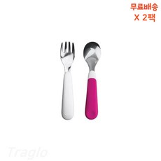OXO Tot 훈련용 포크 스푼 셋트 Training Fork Spoon Set 핑크 X2팩