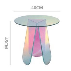 오로라 홀로그램 아크릴테이블 나혼산 거실소파테이블 원형 사이드테이블 협탁, 완제품 + 40X45cm