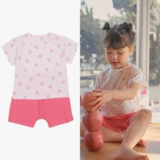 아가방 중계점 치니 반소 상하 (PINK) *25년 SUMMER신상* 상큼한 패턴 디자인 상하 컬러 매치 포인트 통기성 좋은 소재의 데일리한 여름 반팔 내의 상하 세트 살내복