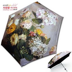 [바보사랑]차광률99.9 암막명화5단미니양산-앙리-수국화
