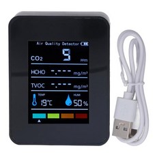 모니터 계량기 품질 습도 HCHO 감지기 TVOC 온도 이산화탄소 블랙 LCD CO2 신제품, 1개