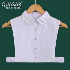 여자셔츠 QUASAR 신 심플 라운드 칼라 핸드메이드 구슬장식 봄가을 겨울 면화 넥케이프 페이크카라