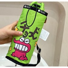 짱구 공룡 연명 물병 크로스 가방, 그린, 1개