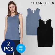 [세컨스킨]변형 스트라이프 슬리브리스 탑 2종-2NDSKIN1SET2027