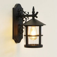 배럴 1등 실외 방수 벽등 엔틱 카페 벽부등 벽조명, LED 벌브 8W 하얀빛