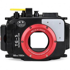 Olympus TG-5용 Seafrogs 방수 케이스 퀵 릴리스 마운트 수중 카메라 하우징은 최대 60M 195FT까지 효과적으로 가능 누출 감지 센서 내장검은색