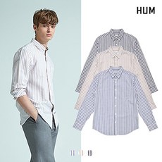 HUM 유니 코튼린넨 스트라이프 셔츠 FHNECSL718P