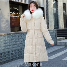 Makone여자 겨울 코트 롱 코트롱 무릎 패딩 코트 여성