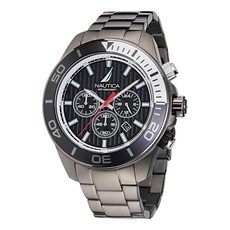 Nautica 남성용 NAPNOF305 One IP 건메탈 팔찌 시계 실버 컨템포러리