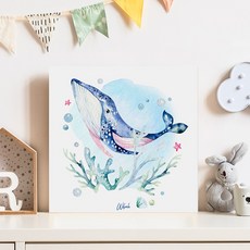 상상력 자극 아이방 그림 동물 포스터 고래 일러스트 액자, 02.파스텔 고래