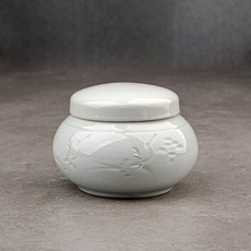백자 조각 운학 소금단지 500g 국산 도자기 고추장 꿀 항아리 경옥고 용기, 1개