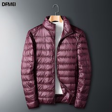 DFMEI 겨울 아이쉬 경량 패딩 파카 솔리드 하이넥 캐주얼 화이트 오리털 패딩 남