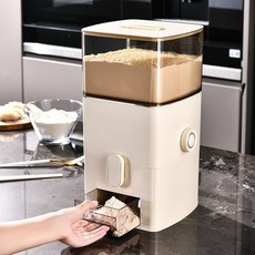 진공쌀통 가정용 벌레방지 잡곡 쌀 보관함 진공 밀폐 저장 보관용기 디스펜서, 크림화이트 12파운드, 1개