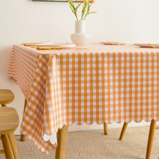 리빙공감 체크 모던 방수 식탁보 2인 4인 6인용 테이블보, 2인용(135cm*90cm), 오렌지