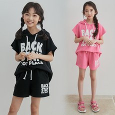 베베앤리본 남아 여아 초등학생 고학년 LK_BACK 후드 상하 세트 초5 초6 쥬니어 반팔 반바지 고학년 중학생 옷 여름신상 상하복 의류