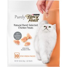 퓨리나 팬시 향연 내추럴 고양이 간식 순수 자연 손으로 선택한 치킨 - 5팩 10개. 파우치, 5개