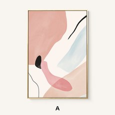 북유럽 캔버스 거실 포스터 그림 일러스트 카페 액자, A 형_블랙 프레임_83x123cm