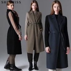  쉬즈미스 벨티드 라펠 카라 롱 울 베스트 택가격 398000원  상품 이미지