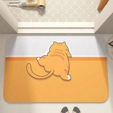 변기 미끄럼 방지 먼지 발 매트 흡수성 빠른 건조 카펫 욕실 문, 5.Big fat orange cat, A.50 센치메터 x 80 센치메터