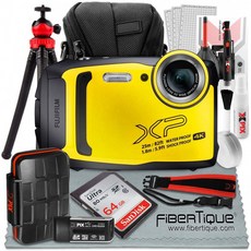 Fujifilm FinePix XP140 디지털 카메라 (노랑색) XP140 + 64GB + 케이스 + 삼각대 + 디럭스 액세서리 번, 단일상품