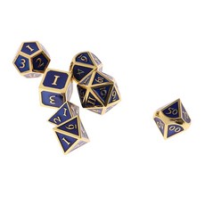 STK7pcs / set multi-sided dice d \u0026 d 게임 컬러 다면체 주사위, 골드 - 로얄 블루