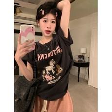 티셔츠 동물 클럽 streetwear 화이트 코튼 반팔 femme t 귀여운 탑