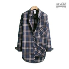 헤이브로 여성 타탄 체크 코튼 셔츠 남방 밀튼네이비