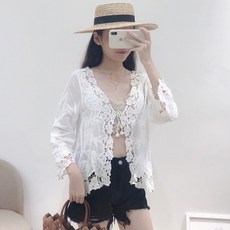 여성 데일리 레이스 시스루 숏 가디건 30