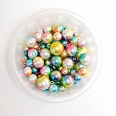 그라데이션 구멍 진주 구슬 비즈 공예 재료, 12mm, 무지개