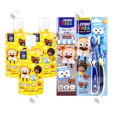 2080브레드이발소 키즈가글250ml 3개+치약80g 1개+칫솔2개입 1개, 가글바나나맛3개+스위트치약1개+칫솔2개입 1개, 1세트