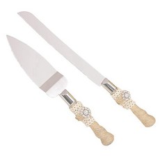 당사자의 결혼식 생일 주년 소박한 웨딩 케이크 칼 및 서버 설정 웨딩 케이크 나이프 Serveing 컨트리 스타일 웨딩 케이크 커터 세트, 1개
